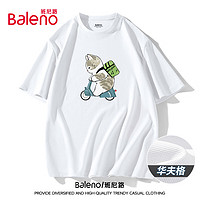 Baleno 班尼路 夏季短袖男女款潮牌定制卡通猫百搭上衣t恤运动宽松五分袖衣服