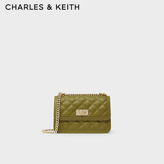 CHARLES & KEITH CHARLES&KEITH经典菱格金属扣链条单肩包女斜挎包包女包女士CK2-80151108 Avocado牛油果绿 M