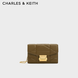 CHARLES & KEITH CHARLES&KEITH时尚链条单肩包斜挎包小方包女CK2-70770615 Khaki卡其色 XS