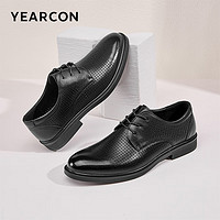 YEARCON 意尔康 男鞋系带商务正装鞋通勤百搭打孔透气单鞋男 96427W 黑色 44