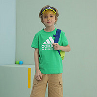 adidas 阿迪达斯 儿童T恤夏季户外运动休闲百搭短袖 绿/白 152