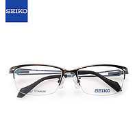 精工(SEIKO)眼镜框运动系列男女休闲半框钛材近视眼镜架HZ3602 76亮深灰 55mm 76亮深灰/银钯色