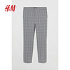 H&M 男装休闲裤春季新款商务绅士风灰色格雷系穿搭九分西裤0969885 灰色格纹 175/96