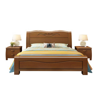 木羊牌实木床双人床1.5米单人床1.8米2米大床白色现代简约中式 加厚实木床+10cm环保椰棕垫 1350*2000mm框架结构