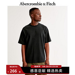 Abercrombie & Fitch 男装女装情侣装 24夏季新款宽松休闲美式风重磅T恤 KI124-3659 黑色 L (180/108A)