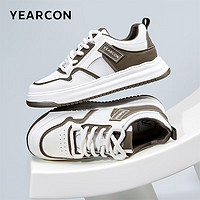 YEARCON 意尔康 男鞋2024学生运动休闲鞋黑白撞色滑板鞋 96444W 白/杏51 43