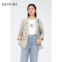 诗凡黎（'SEIFINI）格子西装2024夏季薄款外套3D4310881 浅紫 150/76A/XS