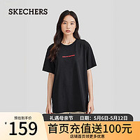 SKECHERS 斯凯奇 男女同款T恤L224U039 碳黑/0018 M