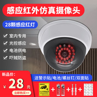 安保力科 半球仿真摄像头假监控器模型光感应红外夜视自动亮灯家用防盗探头室内