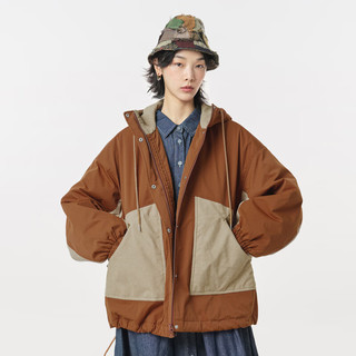 幻走（MOVEUP）.FUN系列拼接绣花设计师中长款棉外套女 夜黑 S