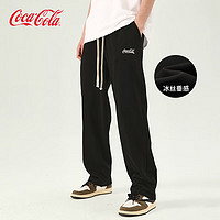 Fanta 芬达 可口可乐（Coca-Cola）休闲裤男冰丝冰感垂感直筒裤子刺绣运动长裤 黑色冰丝 175/84A(L)