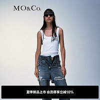 MO&Co.Reebok联名系列2024夏可拆胸托U领背心吊带MBD2VET017 本白色 M/165