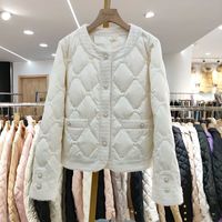翰榆小香风外套2023爆·款殿小香风轻薄棉服短款女冬季时尚 白色 XL