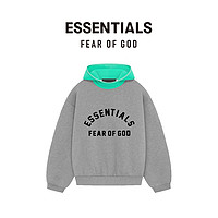 FEAR OF GOD ESSENTIALS拉丝正中弧形大徽标拼接帽连帽卫衣美式高街潮牌薄荷曼波外套 深麦灰/薄叶绿 XL