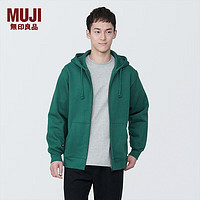 MUJI 無印良品 无印良品（MUJI）男式 毛圈棉 拉链连帽衫 男士男生宽松卫衣 潮流早春新品 烟熏绿色 L(175/100A)