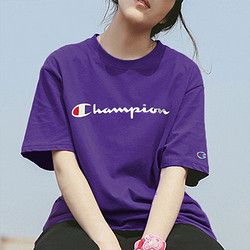 Champion 美国champion冠军圆领男女情侣宽松印花短袖T恤纯棉