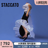 STACCATO 思加图 铠甲花朵高跟鞋ED352CK3 铠甲黑 36