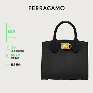 菲拉格慕 Ferragamo)  女黑色牛皮革手提包 0750036 礼物 送女友