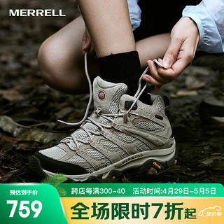 MERRELL 迈乐 户外徒步鞋男女款MOAB3MID WP中帮防水透气防滑登山鞋 J036330白灰黑（女款） 38