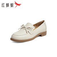 红蜻蜓 乐福鞋女2024夏季软底时尚中老年人单鞋 WZB14031米白色39