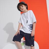 HOO 夏上新简约工装风舒适百搭男童套装