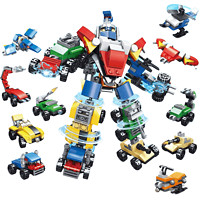 麋鹿星球 儿童拼装积木变形机器人玩具 先锋战警 10件套