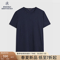 布克兄弟（BrooksBrothers）女士24春夏圆领波点休闲针织短袖T恤 4004-藏青色 M