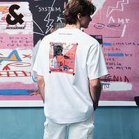 杰克·琼斯（JACK&JONES）BSQ联名夏季罗纹圆领舒适百搭字母胶印宽松T恤男装224201223 A06本白色 165/88A/XS