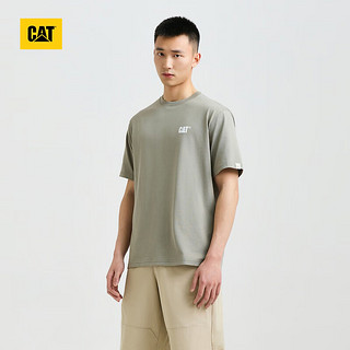 CAT卡特24春夏男户外棉感舒适经典logo印花圆领短袖T恤 绿色 2XL