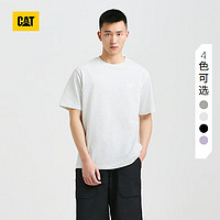 CAT卡特24春夏男户外棉感舒适经典logo印花圆领短袖T恤 灰色 M