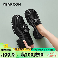 YEARCON 意尔康 小皮鞋英伦风女鞋小众设计单鞋工作乐福鞋 29903W 黑色 39