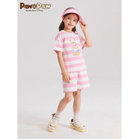PawinPaw卡通小熊童装2024年夏季男女童条纹短袖套装 Navy藏青色/59 140