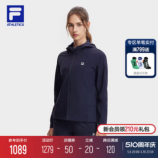 FILA 斐乐 官方女士连帽外套薄款2024夏季新款健身运动服弹力上衣