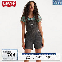 Levi'sLevi's李维斯24夏季女士气质时尚牛仔背带短裤 烟灰色 XXS