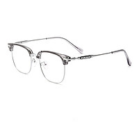 Erilles 商务眉毛架眼镜框 透灰银框 +161非球面镜片