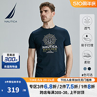 NAUTICA 诺帝卡 男装夏季男士不易变形休闲印花短袖圆领T恤TO1214