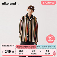 niko and ... 针织衫男2023秋季新款复古休闲条纹通勤外套981141