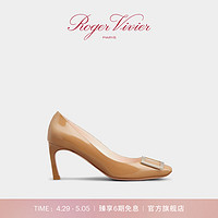 ROGERVIVIER RV女鞋Trompette喇叭跟漆皮单鞋高跟鞋 咖啡色 34M