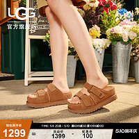 UGG 夏季新款女士休闲舒适纯色厚底露趾可调式束带凉拖鞋 1155458