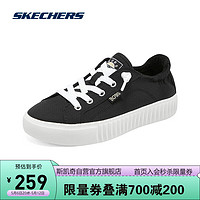 SKECHERS 斯凯奇 女子小白鞋板鞋帆布鞋114390 黑色/BLK 36.5