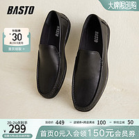 BASTO 百思图 商场新款时尚乐福豆豆鞋男单鞋TUA24AM3 黑色 41