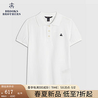 布克兄弟（BrooksBrothers）女童24春夏简约棉质短袖针织Polo衫 1001-白色 4