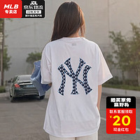 MLB 美职棒（MLB）官网男女装短袖 基础休闲简约T恤复古老花半袖24年春夏季新款 纽约洋基队/象牙色/老花系列 XL
