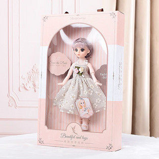 女童新年礼物小朋友礼品女孩洋娃娃儿童玩具礼盒套装公主洋娃娃 （41cm手提礼盒）白-30cm娃娃