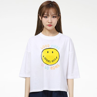 阿迪达斯 adidasNEO女2021夏季运动服宽松圆领休闲半袖T恤H61980 H61980 M