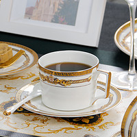 PURJADE 品聚德 家用咖啡具套装水具轻奢21头欧式金边英式下午茶具咖啡壶水杯礼盒 巴比伦盛宴骨瓷咖啡杯碟