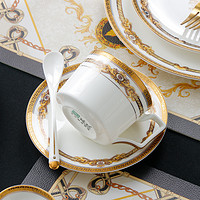 RUIJIU 瑞玖 家用欧式金边骨瓷咖啡杯碟咖啡勺咖啡具套装陶瓷茶杯茶碟下午茶具 巴比伦盛宴咖啡杯碟