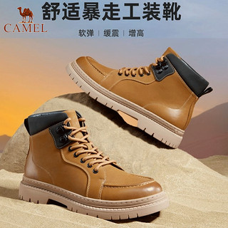 CAMEL 骆驼 男鞋2023春季新款时尚休闲男工装靴高帮舒适真皮复古时装靴