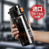 TKK 運動水杯男士夏季便攜上學兒童水瓶耐高溫tritan塑料杯子 黑色 400ml