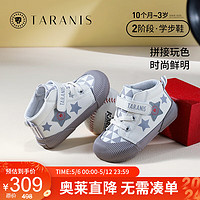 TARANIS 泰兰尼斯 春季新款男童鞋小宝宝鞋子婴儿学步鞋软底星星休闲机能鞋 白/紫 18码 内长12.5/适合脚长11.5